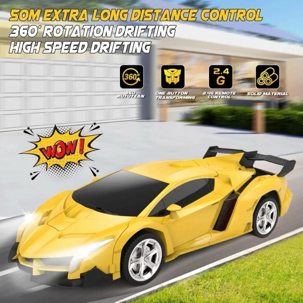 Remote Control Car, Transform Robot RC Cars for Kids Toys, 2.4Ghz 1:18 Scale